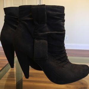 Black suede heeled booties